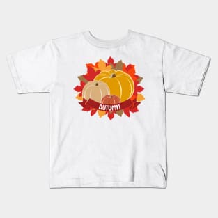 Autumn | Pumpkin & Leaves Kids T-Shirt